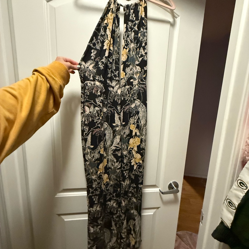 Black Floral Halter Jumpsuit